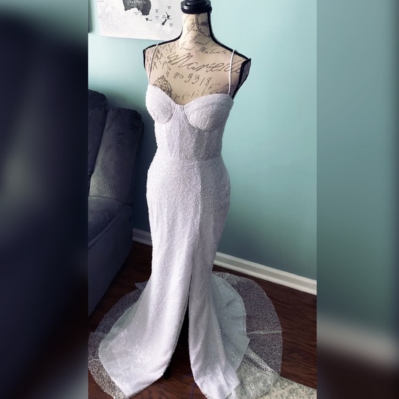 Beaded sparkly wedding dress reception dress bachelorette or formal dress